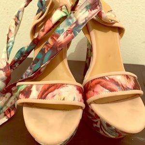 Ankle tie wedge heel